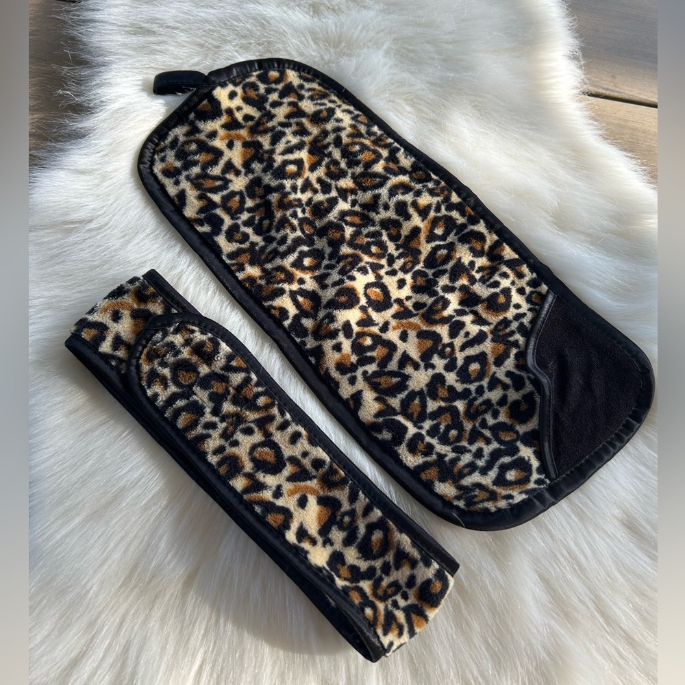 Leopard print Fresh Face Makeup Remover Towel and Head Band Set by Campanelli